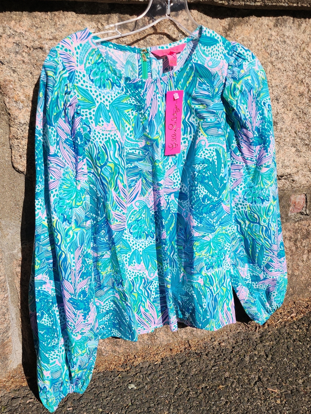 NWT Lilly Pulitzer Lynnley Tropical Print Long Sleeve Top sz L